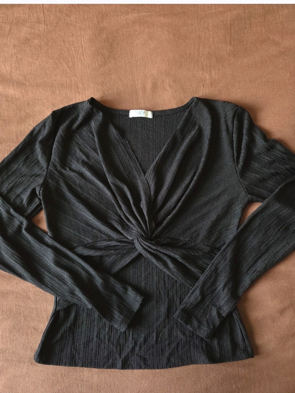 Black Twist-Front Long Sleeve